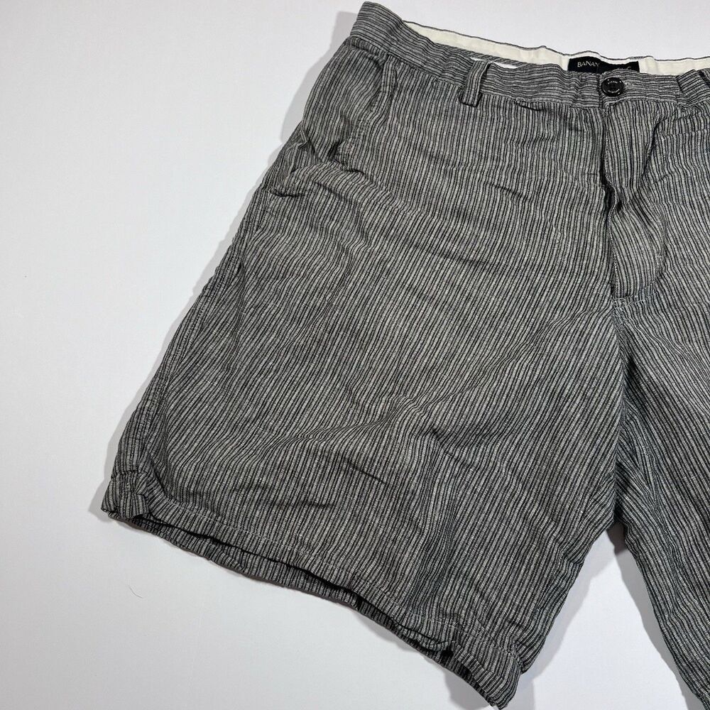 Banana Repbulic Linen Blend Flat Front Striped Casual Shorts Men's 36 - Picture 2 of 7